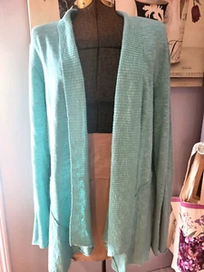 Eileen Fisher Reverse Seam Open Front Cardi - Sz XL - Mint Green - Picture 1 of 4