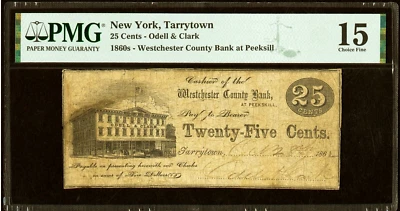 NY 25c TARRYTOWN Odell and Clark Oct. 28, 1861  Harris H11  PMG Choice Fine 15 - Image 1 of 2