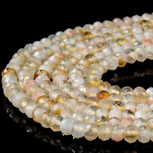 Natural Citrine Gemstone Grade A Micro Faceted Rondelle 4X3MM Loose Beads (P91) - Picture 1 of 3