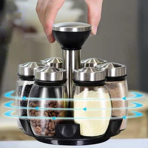 Spice Jars with Rack, Revolving Spice Rack Organizer Countertop Stainless Ste... - Bild 1 von 9