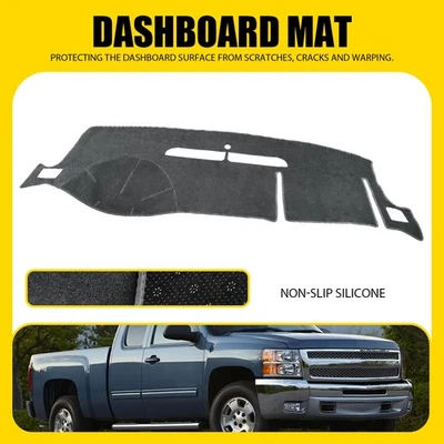 Gray Mat Dash Cover for 2007 - 2013 Chevy Silverado Tahoe Suburban Dashboard Pad - Image 1 of 4