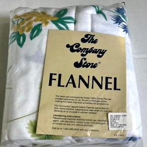 The Company Store Full Double Flat Sheet Yellow Blue Floral Made In Romania - Picture 1 of 6
