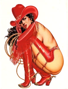 OLIVIA "SEXY COWGIRL IN ROT" ~ ** EROTIK PIN-UP / GRUSSKARTE & UMSCHLAG ** #22 - Bild 1 von 3