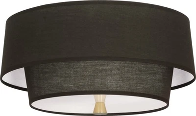 Robert Abbey Decker NEGRO Flushmount Decker 2 luces 17" W al ras - latón Foto 1 de 3