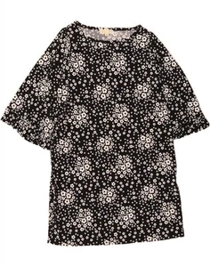 MICHAEL KORS Womens 3/4 Sleeve Basic Dress UK 18 XL Black Floral Polyester DL43 - Picture 1 of 3