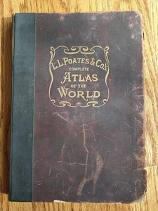 Rare 1912 Complete Atlas of the World – L.L. Poates & Co Antique Color Maps Book - Bild 1 von 24