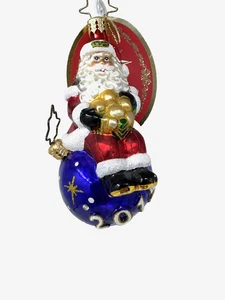 New With Tag Radko "A Year of Cheer" Santa Claus Bag 2015 Christmas Ornament - Picture 1 of 6