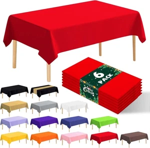 6 Pack Premium Disposable Plastic Tablecloth 54" x 108" 54x108 inches, Red  - Picture 1 of 6