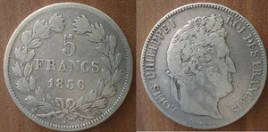 France 5 Francs 1836 Silver Coin Mint A Paris Louis Philippe 1 Free Ship World - Picture 1 of 3