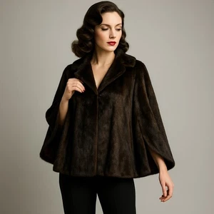 Morton’s Washington D.C. Vintage 1950s Brown Mink Fur Swing Cape Jacket M - Bild 1 von 9