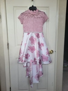 Girls Size 16 Speechless Kids Hi Lo Fancy Party Occasion Floral Dress Pink White - Picture 1 of 10