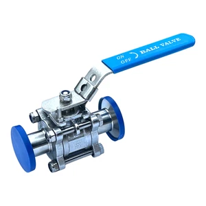 Válvula de bola sanitaria de 1-1/2" se adapta a trébol de tres abrazaderas de 1" de acero inoxidable 304 PTFE - Imagen 1 de 6