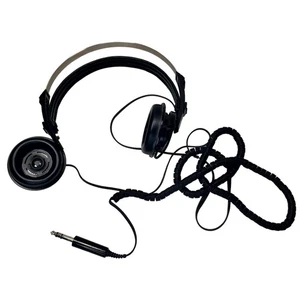 Vtg Realistic Nova 55 Headphones 1980s 1/4" Plug Coiled Cable Black Broken - Picture 1 of 11