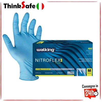 BRENTA SRL Guanti Monouso In Nitrile Walking Nitroflex Plus (Conf. 100 Pz)