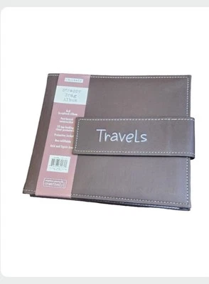 Álbum de recortes VIAJES imitación cuero marrón 10 hojas de carga superior libro de colores 8" x 8 Foto 1 de 4