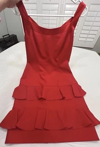 Vintage Y2K Bill Blass Seide rot Cocktailkleid Rüschen ärmellos Damengröße 10 " - Bild 1 von 23