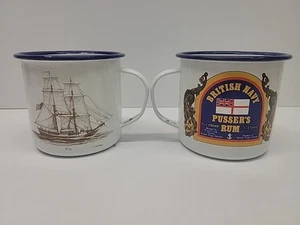 2 Metal Enamel Pussers Rum Mugs Brig And Yawl - Picture 1 of 14