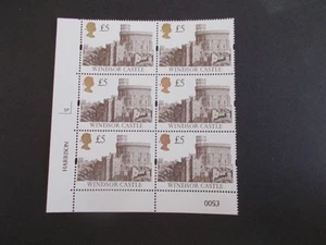 GB QEII 1992 Re-engraved Castle £5 High Value Cylinder Block of 6 Cyl 5P U/M - Picture 1 of 1