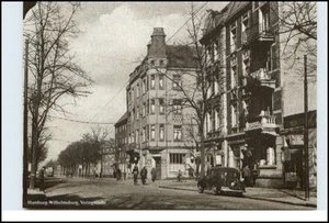 HAMBURG Wilhelmsburg Veringstrasse Auto Häuser Postkarte s/w Reprokarte - Picture 1 of 1