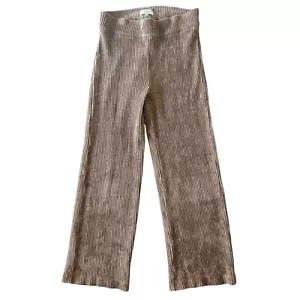 Avenue Montaigne Terciopelo PANADERÍA Beige Tostado Tirar de Pierna Ancha Pantalones Talla 4 Modal - Imagen 1 de 6