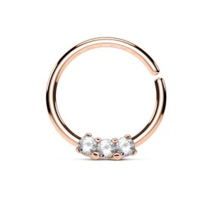 Piercing Setto Pieghevole Rosa Tre Gemme Bianche - Foto 1 di 1