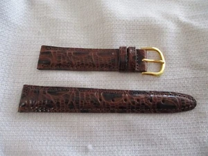ECHT LEDER USA Uhrenarmband Uhrenarmband Strap 18mm Braun Kroko Narbung Gold - Bild 1 von 3