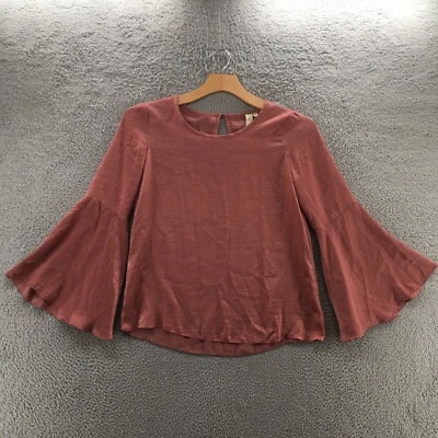 Allison Jay Bell Sleeve Blouse Top Womens M Pink Keyhole Back Casual Pullover - Image 1 of 4