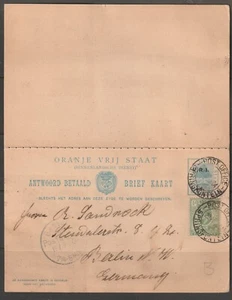 O.R.C. guerra boera pmk UFFICIO POSTALE SPINGFONTEIN cd per Germania - Foto 1 di 2