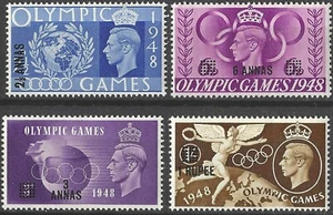 OMAN/1948/MH/SC#27-30/ KING GEORGE VI / KGVI / OLYMPIC GAMES ISSUE/ FULL SET - Picture 1 of 1