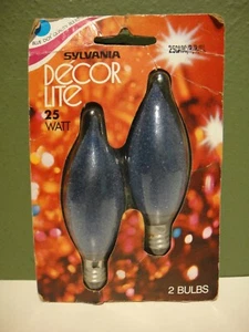 (2) 25-Watt Bulbs - Bl-25 Decor Lite (Sylvania) - 25CA9C/B/8/BL - Blue Glitter - Picture 1 of 11