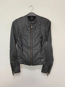 GUESS Women's Vaxed Cotton Blend Black Biker Jacket Size XS - Picture 1 of 5