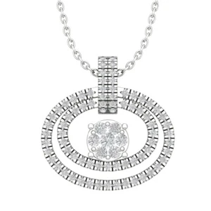 Sterling Silver Lab Grown Diamond Composite Necklace 18" Silver Cable Chain - Picture 1 of 5