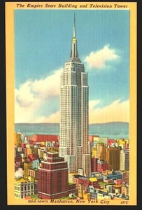 Postcard NYC New York Empire State Building and Television Tower Manhattan - Picture 1 of 2