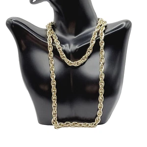 Multi Link Twist Rope Style Chain Very Light Gold Tone Vintage Necklace 30 Inch - Picture 1 of 23