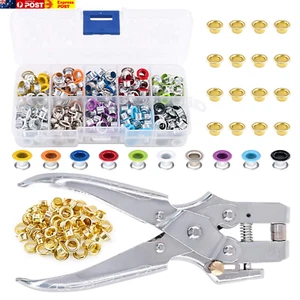 300Pcs 10 Colors 3/16 Inch Metal Grommets Kit and 1Pcs Eyelet Hole Punch Pliers - Picture 1 of 7