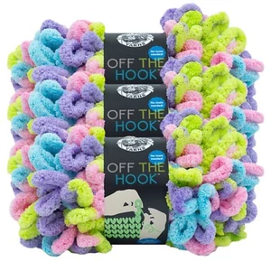 (3 Pack) Lion Brand Yarn 516-220Z Off the Hook Bulky No Needle Yarn, FlowerPower - Picture 1 of 5