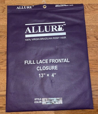 "Cierre frontal de encaje completo Allure 13"" x 4"" cuerpo en S 14"" color negro natural" Foto 1 de 2