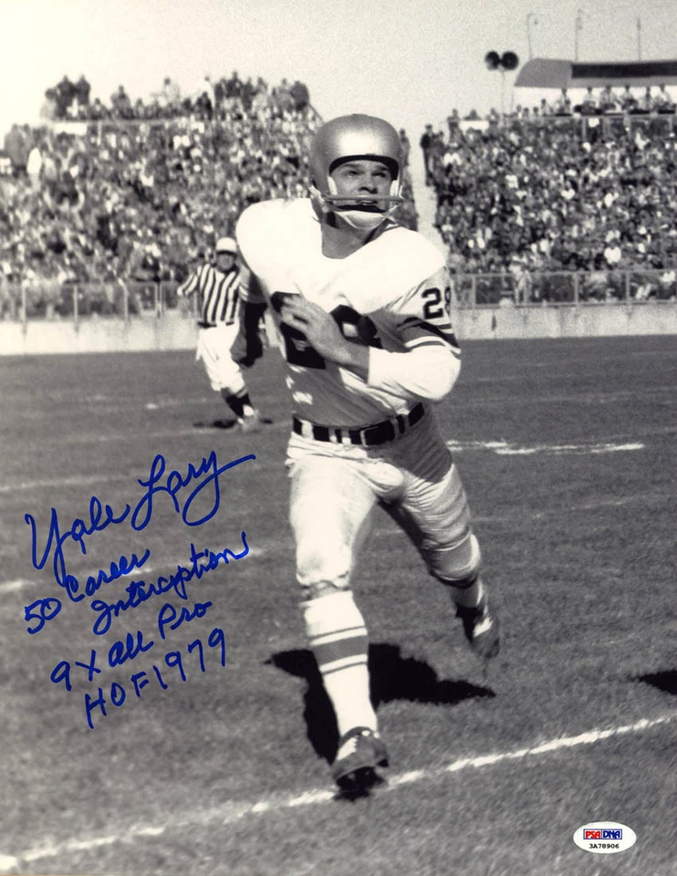 Yale Lary SIGNED 11x14 Photo +STATS HOF 79 Detroit Lions ITP PSA/DNA AUTOGRAPHED - Image 1 of 1
