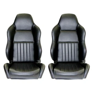 Classic High Back PU Leather Bucket Seats Car Reclinable Black for Universal - Picture 1 of 11