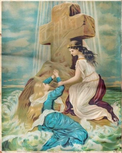 Rock of Ages Hold On My Child Kunstdruck 8x10 Zoll Komfort Zuflucht Bild Geschenk #B - Bild 1 von 1