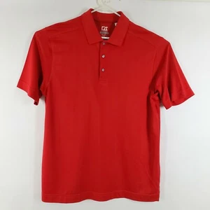 Cutter & Buck Men's Red Polo Shirt Golf Dry Tech Cotton Blend Button Up - Large - Picture 1 of 8