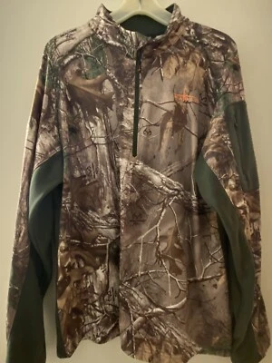 Realtree Halfzip Sweater Lt Wt Mossy Oak/DK Green Camo Cargo fleece/polyester LG - Image 1 of 4