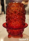 Vintage L.E. SMITH Daisy and Button FAIRY LAMP CANDLE LIGHT 1970's Red Amberina