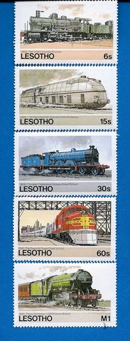 Lesotho Scott 453-457 Trains Mint NH Stamps Complete Set Cover