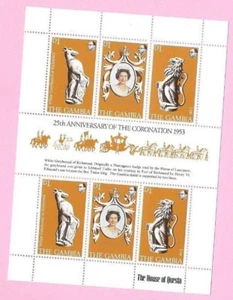 THE GAMBIA 1978 QEII 25th Anniversary of CORONATION Questa Mini Sheet - MNH - Picture 1 of 1