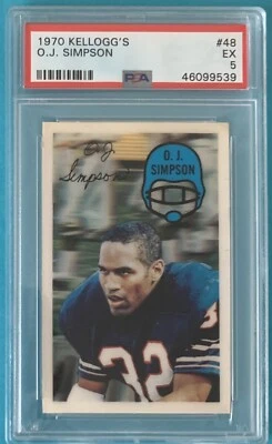 1970 Kellogg’s Xograph O.J. Simpson Rookie PSA 5 EX Buffalo Bills  RC NFL HOF - Image 1 of 2