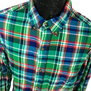 Chaps Ralph Lauren Men Green Multi-Color PLAID Soft Brushed FLANNEL L/S Shirt L - Picture 1 of 4