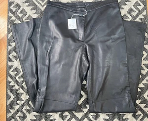 NWT-Vintage KORS Michael Kors 100% Genuine Leather Black Pants Women’s Sz 12-USA - Picture 1 of 7