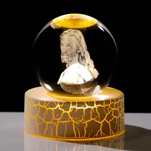 Crystal 3D Jesus 2.36in Ball Statue Religious Gift for Women Men,Glass Christian - Picture 1 of 12