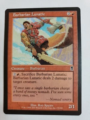 MTG Magic The Gathering Card Barbarian LunaticCreatureBarbarian Red Odyssey  - Image 1 of 2